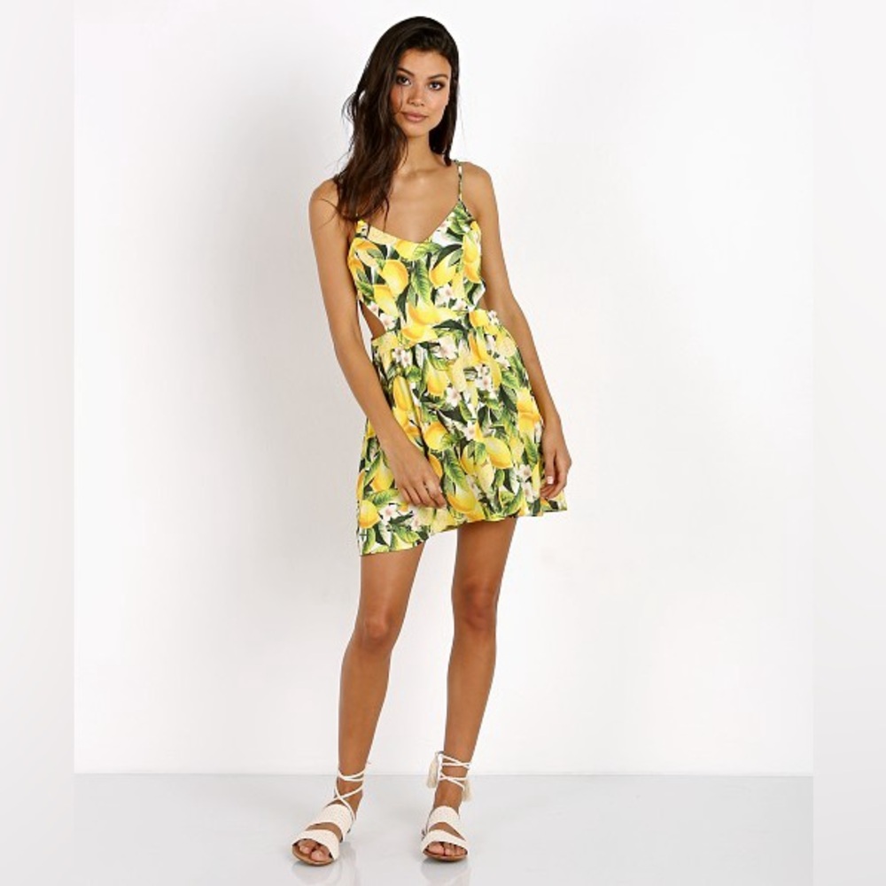 Show Me Your Mumu Piper Dress Citrus Lemons Leaves Medium